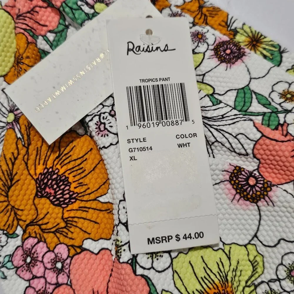 Raisins Floral-Print Textured High-Waist Bikini Bottoms Size X-Large